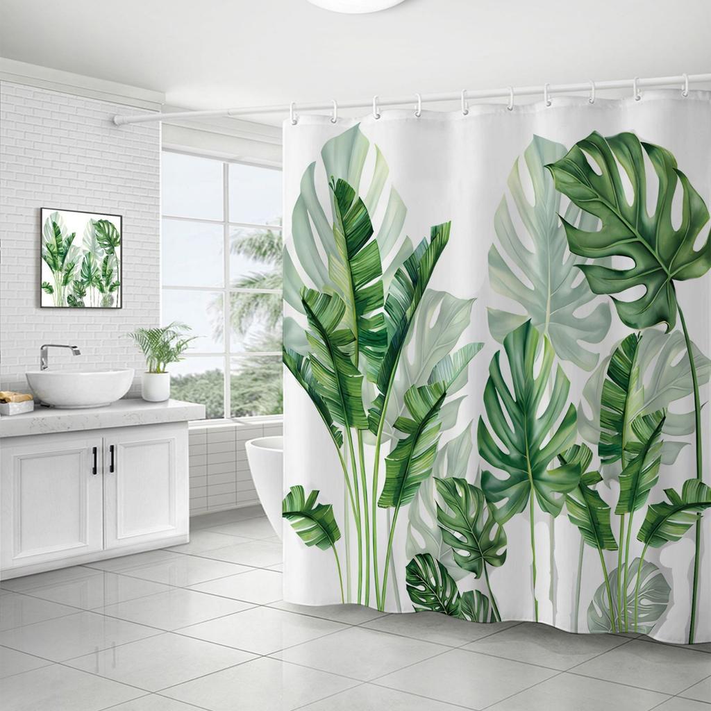 European Flowers, Birds, Plants Bath Curtains Waterproof Shower Curtain 3D Printing Bathroom Decoration with Hook Bath Screen