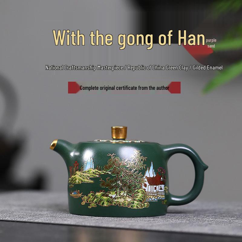 Master-Level Pure Hand-Painted Enamel Purple Clay Kung Fu Tea Pot Gift Box