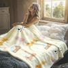 Cute Dogs Party Hats Cream Flannel Blanket Perfect for Sofa Office Bed Travel Sleep Read Relax Camping Four Season Use