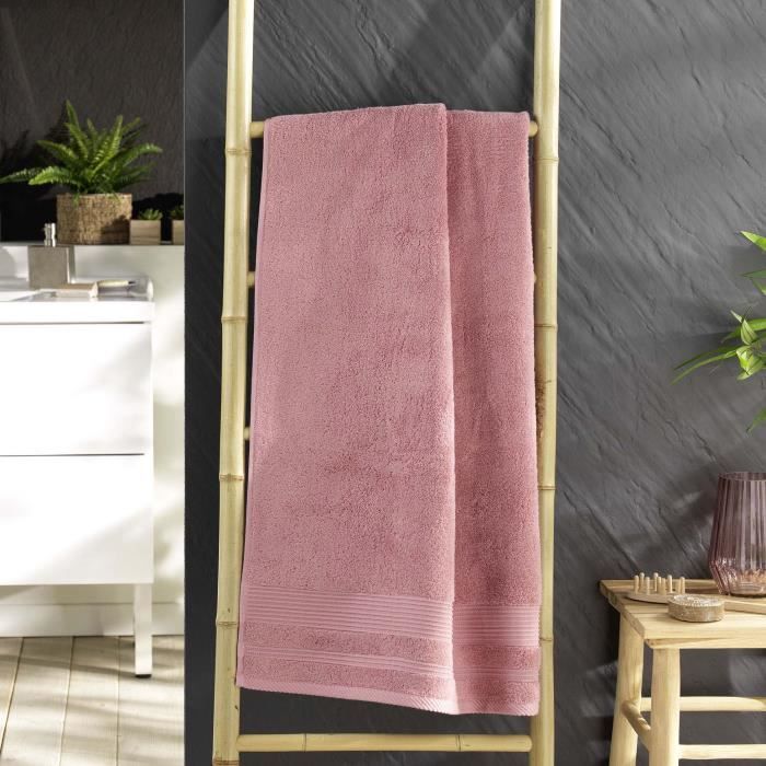 Serviette Ou Drap De Douche - Tendresse - 70 X 130 Cm - 100% Coton - 500 Gr/cm² - Rose