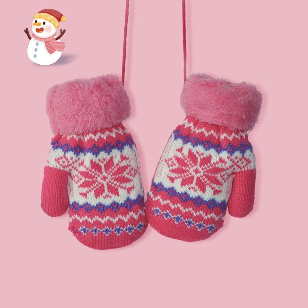 Windproof Children Mittens Coldproof Baby Gloves Candy Color Knitted Gloves Outdoor