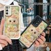 Phone Case: 2D flat design suitable for Samsung Galaxy A34 A35 M05 M06 S20 S22 S21 FE Plus 5G protective case, cute cream kitten holding a little fish