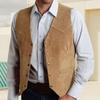 Herre Vest Jakke Kraveløs V-hals Ærmeløs Enkeltknappet Ensfarvet Vest med Lommer Old West Stil Vest Formel Business Jakke