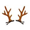 1 Pair Reindeer Antler Hair Clips for Christmas Fluffy Ear Headband with Pom Poms Festive Girls Hair Accessories Gift for Women Kids