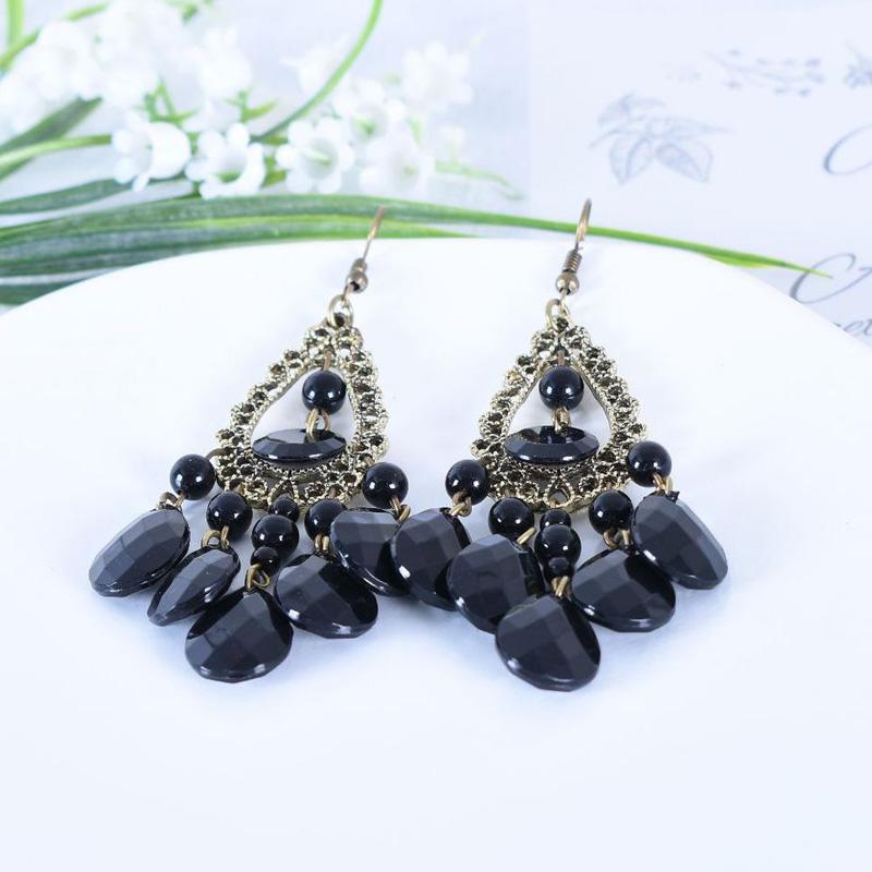 

Богемные винтажные серьги с кисточками, модные женские серьги, лучший путь к квадратным шпилькам чёрный