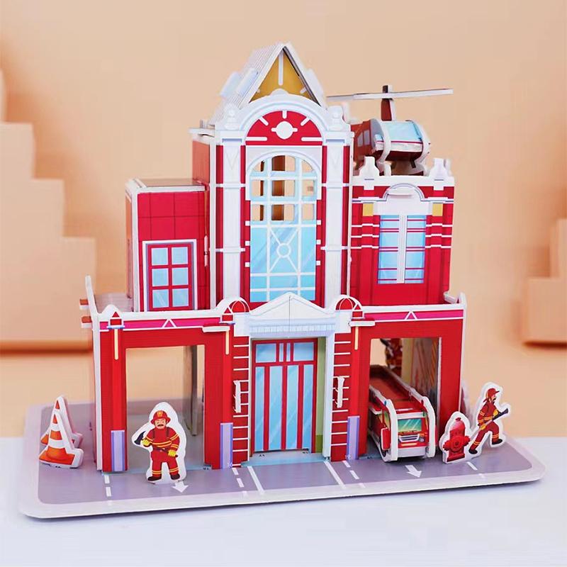 Kids 3D Stereo Puzzle Cartoon House Castle Building Model DIY Handmade Early Learning Educational Toys Gift for Children