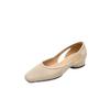 2025 spring and summer new versatile niche hollow hole single shoes explosion low heel soft leather square head explosion soft sole women's shoes