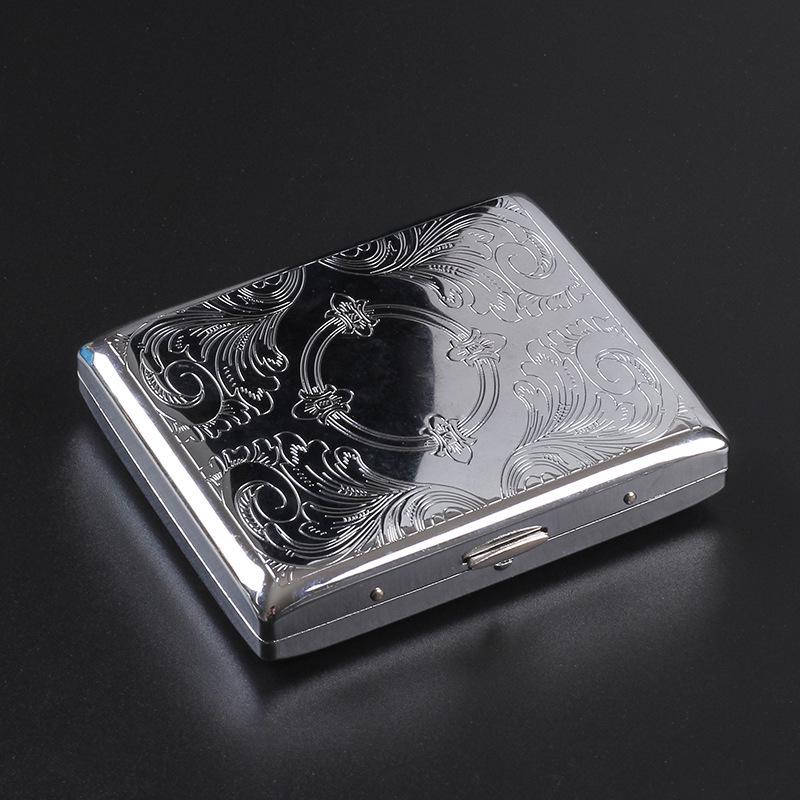 Personalized Men's 20-Capacity Engraved Metal Cigarette Case - Creative and Anti-Pressure Design