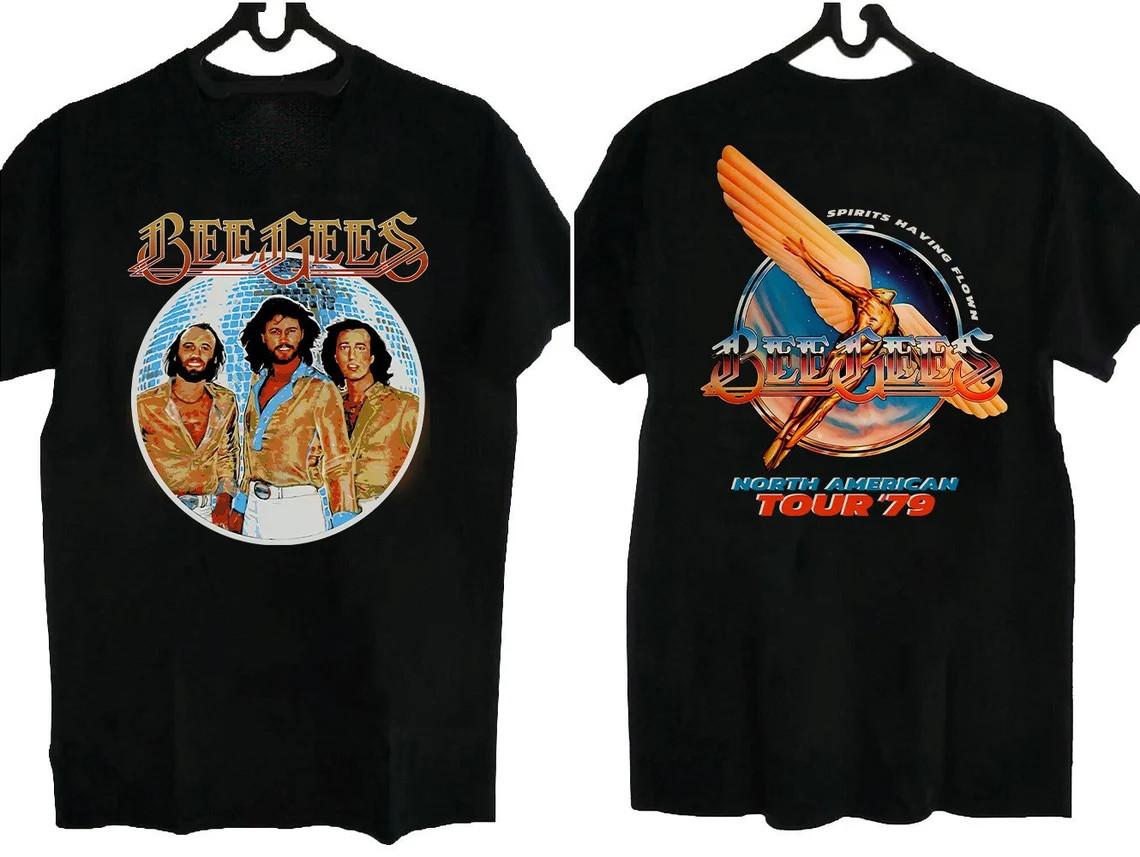 Vtg Bee Gees Spirits Having Flown North American Tour Cotton Black Shirt MM961 S разноцветный