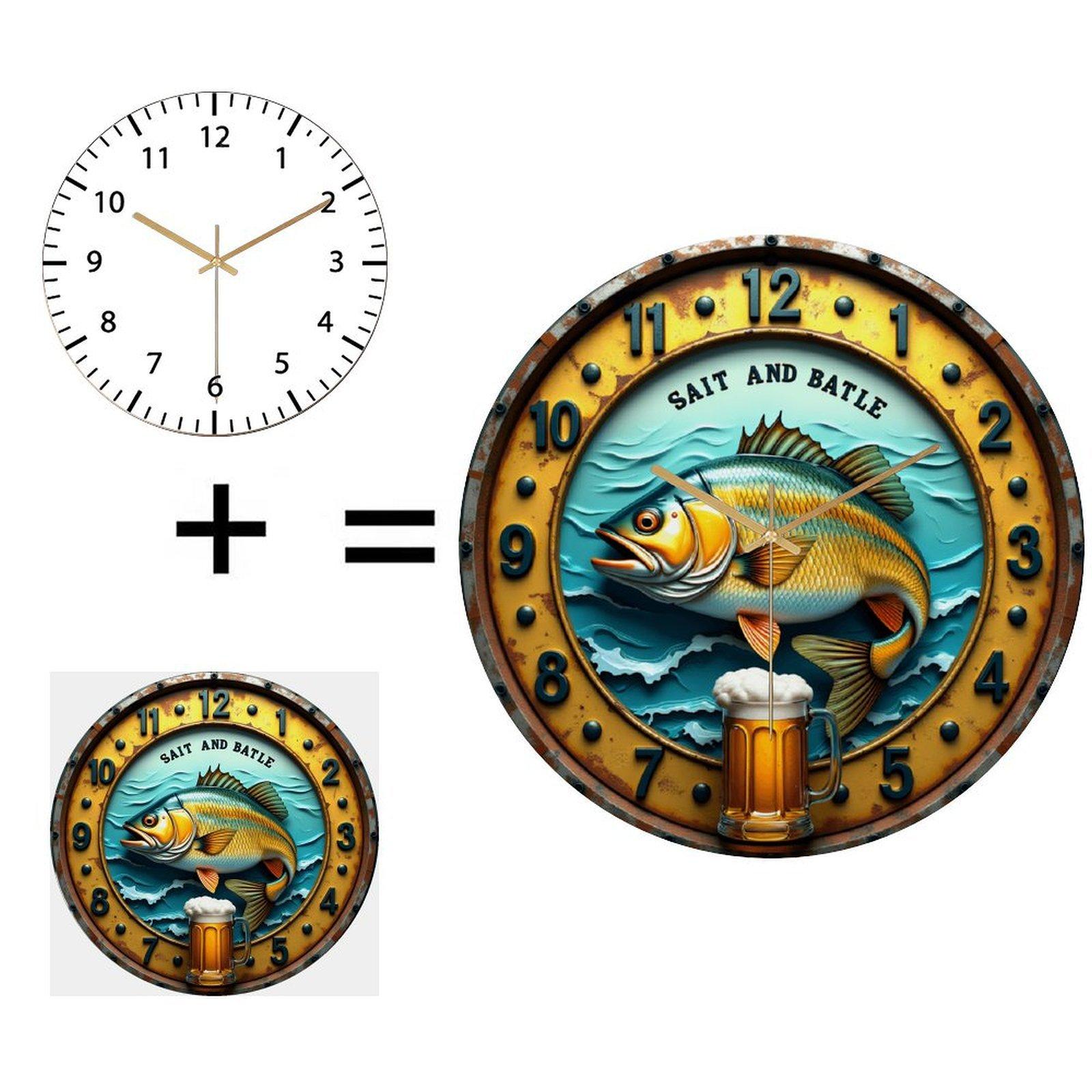 30x30cm Round Glass Wall Clock with Polished Stainless Steel Frame (White,12 in(30.48cm))
