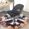 1pc Raccoon Face with Autumn Leaves Round Carpet Anime Design Chair Mat, Non Slip Rug for Office, Home Decor, Living Room, Bedroom