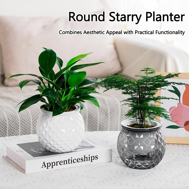 Hydroponic Flower Pot Transparent Automatic Water Absorbing Flowerpot Household Plants Self Watering Planter Home Office Decor