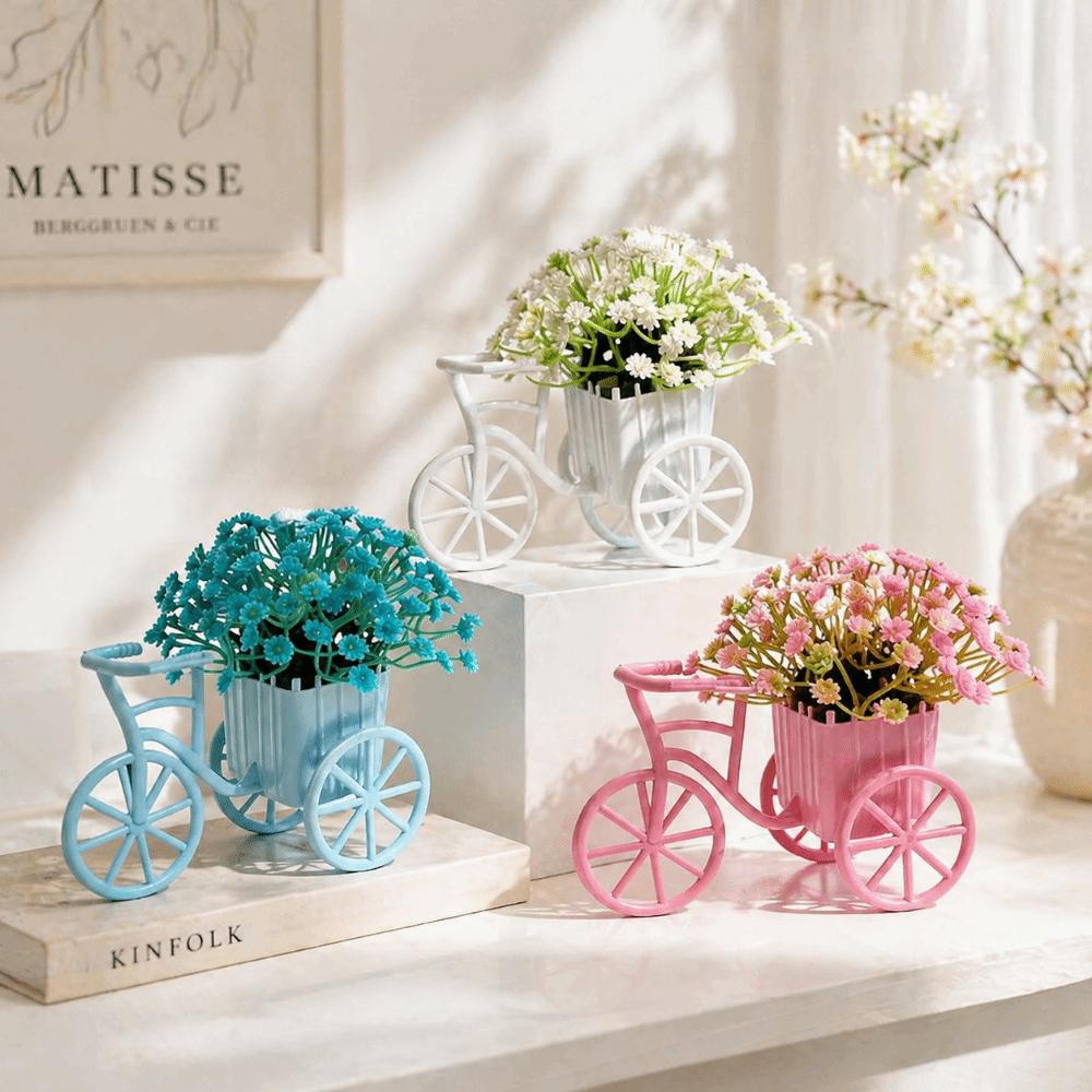 Miniature Garden Mini Bicycle Ornaments Decoration Artificial Flowers Ornaments Office