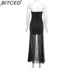 BITCED Fall/Winter Women's Solid-Color Slim-Fit Streetwear Off-the-Shoulder Strapless Dress