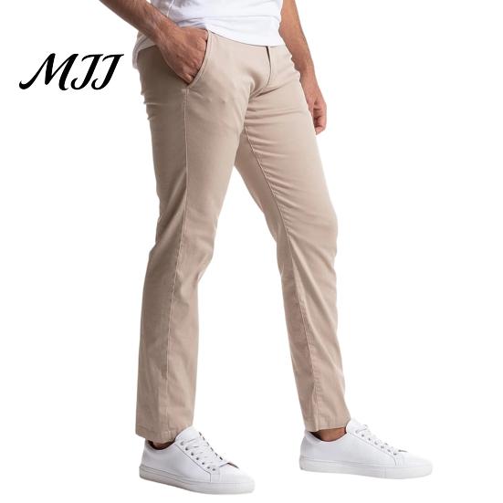 Casual Business Attire for Men Twill Trousers, Slim Fit Stretch Chinos Pants, Solid Color Wrinkle Resistant Trousers Straight Leg Pants Office Dating