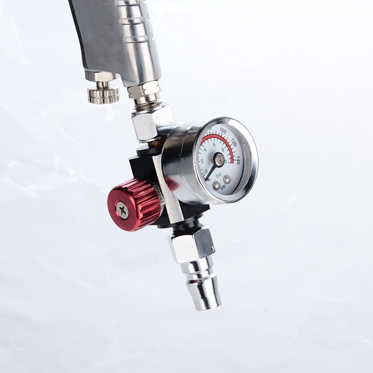 0-140psi/0-10bar Paint Spray Gun Air Regulator with G14in Thread, Spray Paint Air Pressure Regulator, Pressure Adjusting Valve Gauge