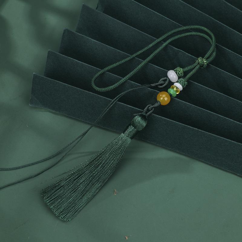 Exquisite Pearl and Jade Tassel Ornament with Pull Ring