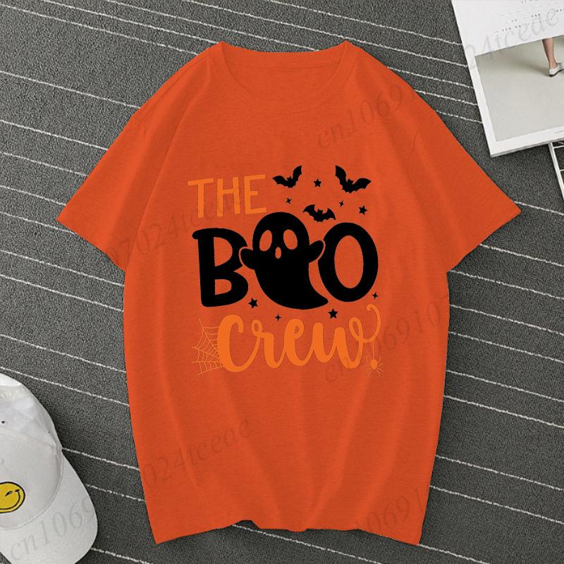 The Boo Crew Print T Shirt Halloween Ghost Party Gift Short Sleeve Unisex Tshirt Clothes Family Matching Fashion Casual Tee Top