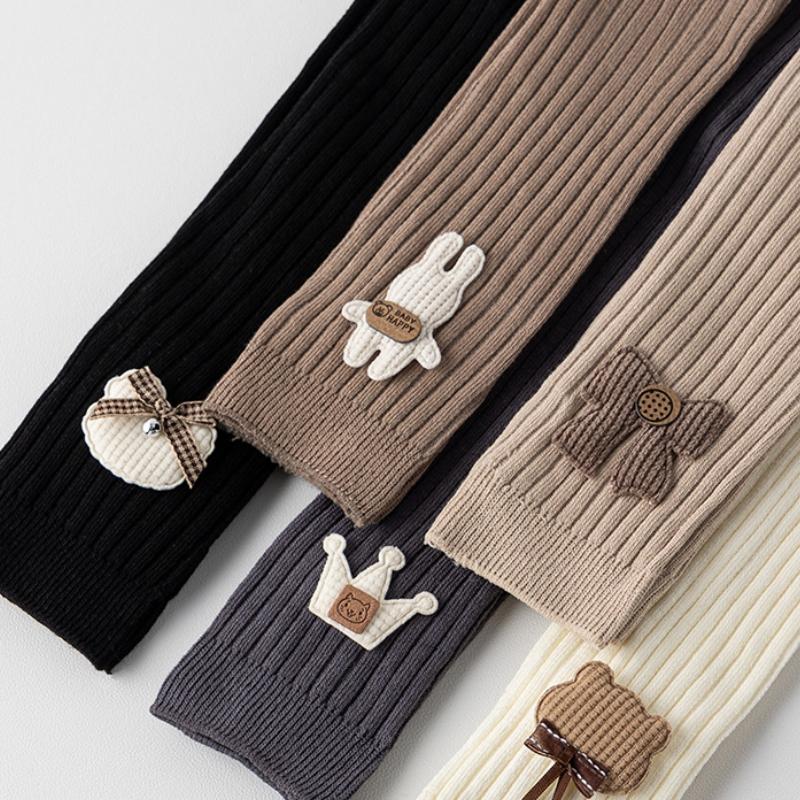 Toddler Girls Knit Legging Cute Cartoon Ribbed Stretch Waist Footless Tights Baby Base Legging for Kids Infant