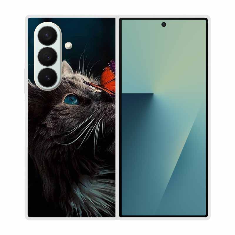 Coque For SAMSUNG Fold 7 5G Cases Animal Marble Clear Hard Phone Funda for Galaxy Z Fold7 5G Back Cover Zfold7 Transparent Shell
