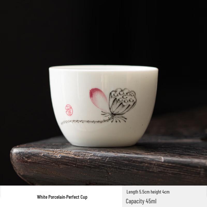Horned Pansy White Porcelain Teacup