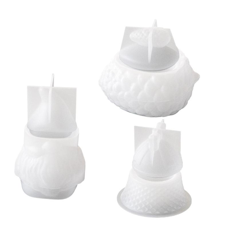 Christmas Resin Mold with Lid Candle Jar Silicone Mould Jewelry Display Storage Box Molds DIYs Epoxy Resin Casting Mould