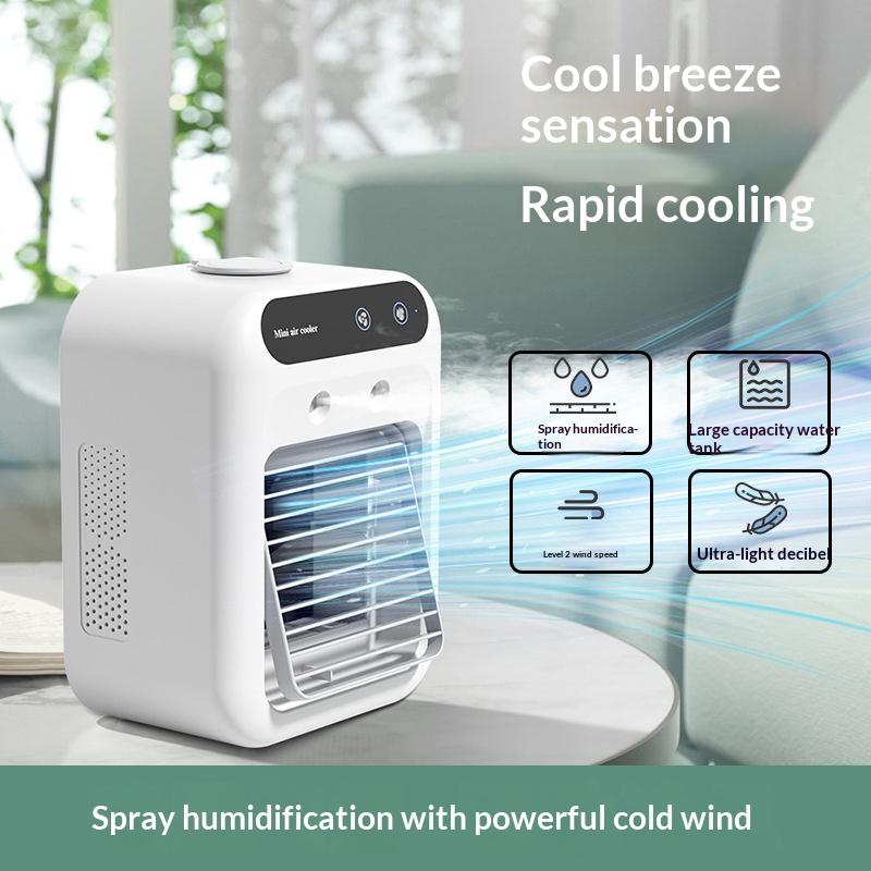 Portable Dormitory Spray Cooler with Humidification Electric Fan Desktop Mobile Air Cooler for Small Household Air Conditioner