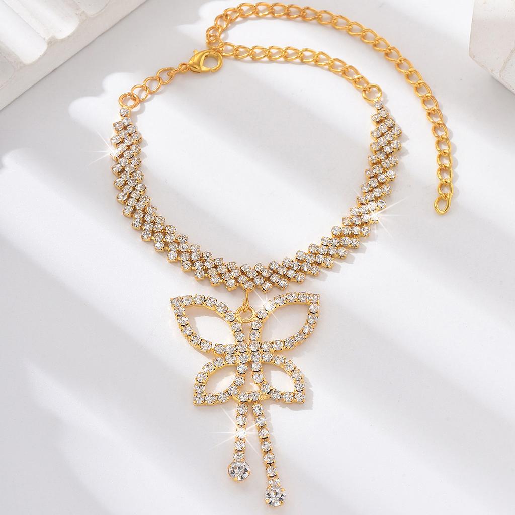 Sexy Accessories Anklet New Diamond Butterfly Anklet, Personalized Beach Rhinestone Fringed Anklet