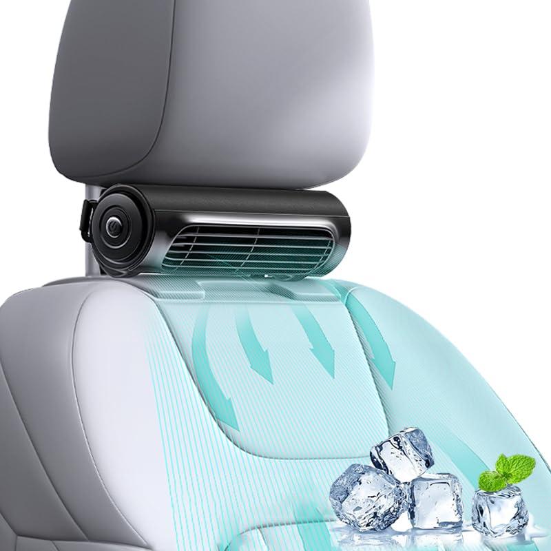 iKiKin Car Fan, Headrest Car Fan, Low Noise, Compact, USB Charging, Power Saving Car