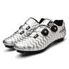 3368 Scarpe da Ciclismo Uomo Donna Serratura per Bicicletta Fondo in Gomma Senza Tacchette Mountain Bike Strada Bassa Tomaia Rigida Bottone Rotante Duro
