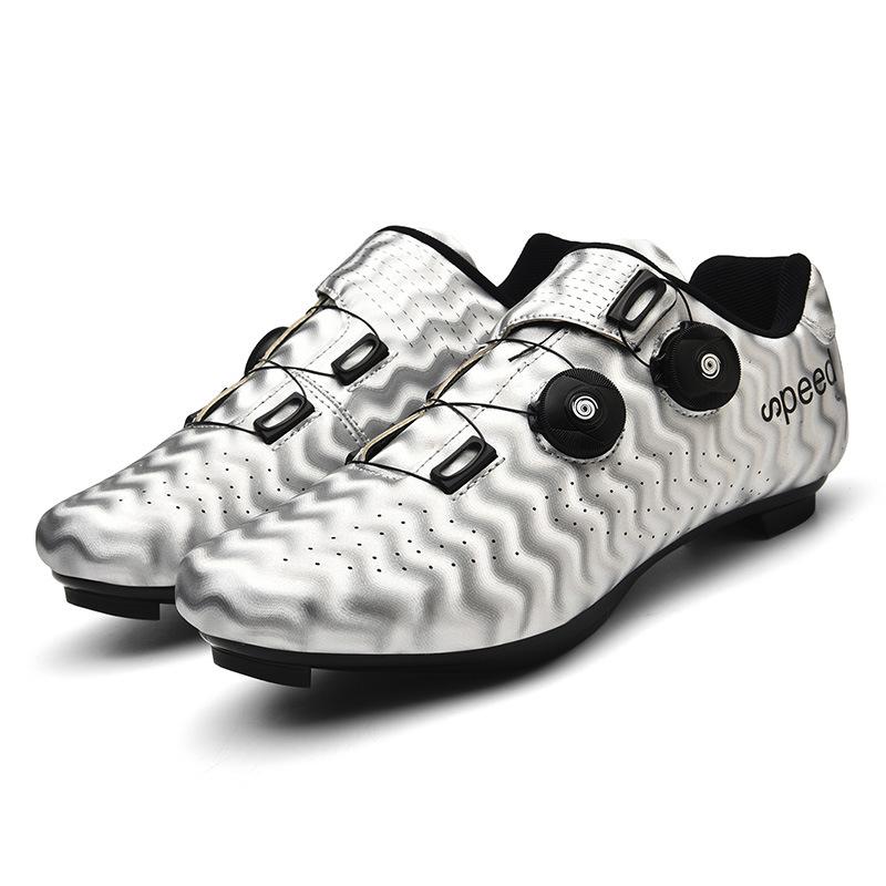 3368 Scarpe da Ciclismo Uomo Donna Serratura per Bicicletta Fondo in Gomma Senza Tacchette Mountain Bike Strada Bassa Tomaia Rigida Bottone Rotante Duro