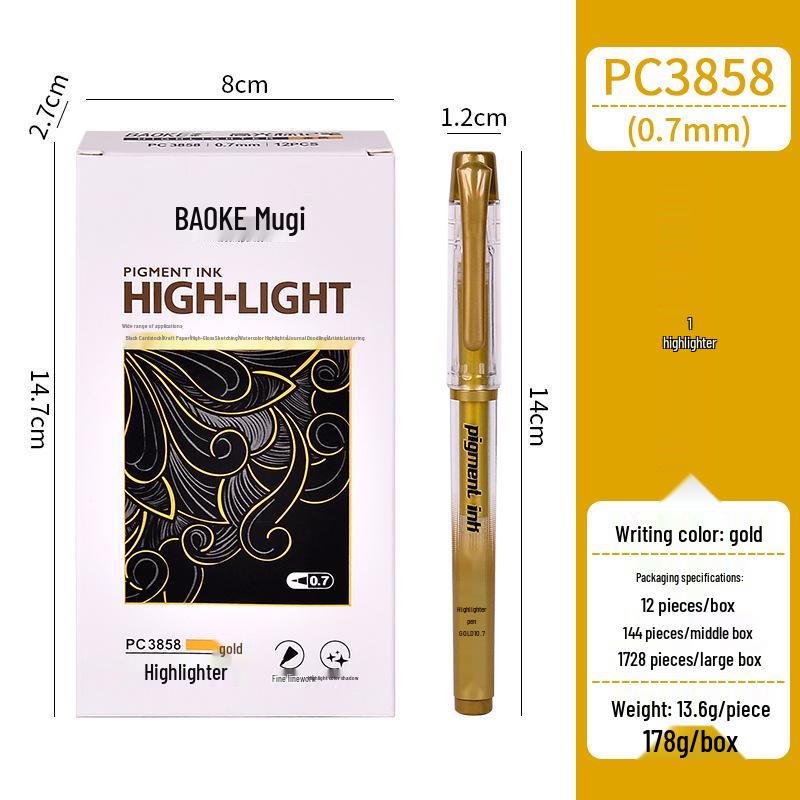 Boke Gold Glitter & White Highlight 1.0mm Gel Pen Set for Creative Drawing and Journaling