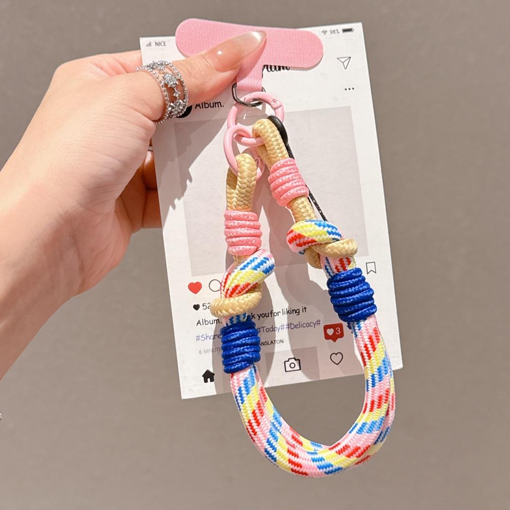 [Longsheng] Mobile phone lanyard removable braided hand rope short wrist ring dual-purpose portable women's dopamine contrasting