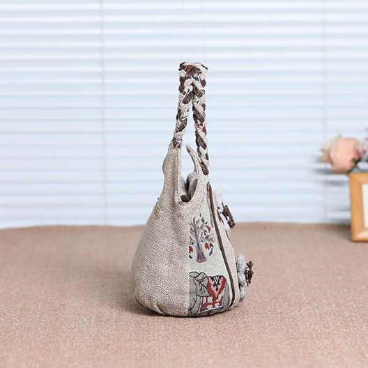 Damen Handtaschen mit Henkel Ethnischer Stil Gewebte Handtasche Mehrschichtige Kürbis-Tasche Lässige Mama-Tasche Große Kapazität 3D Canvas Handtasche