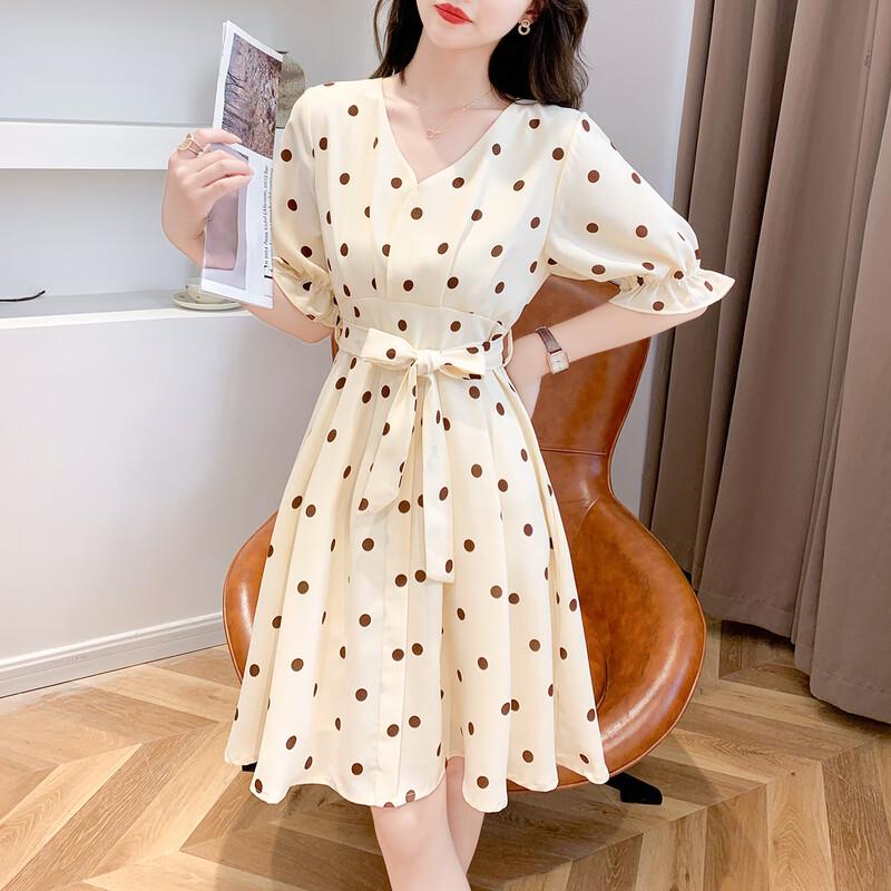Mokana Polka Dot Chiffon Short Sleeve Dress