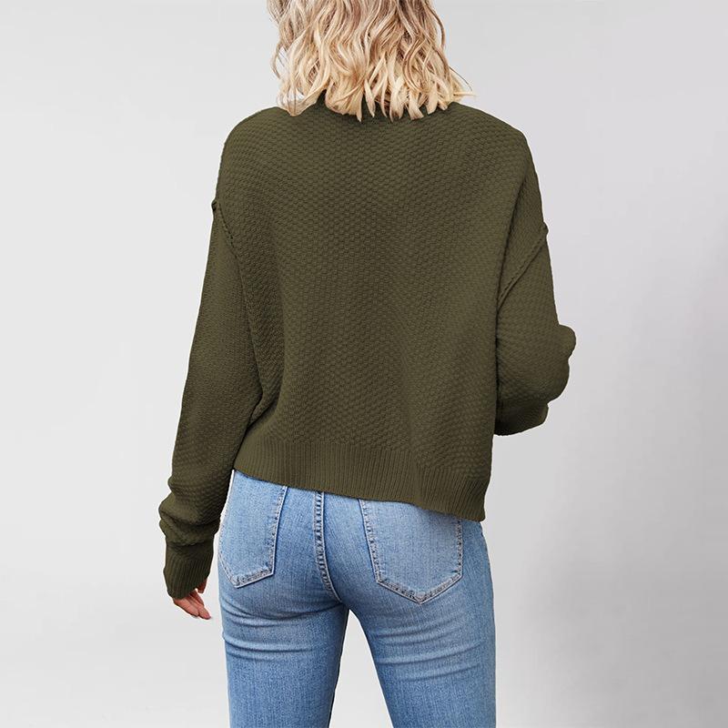 Autumn and winter new women's knitted cardigan women's single-row button commuter knitted cardigan jacket