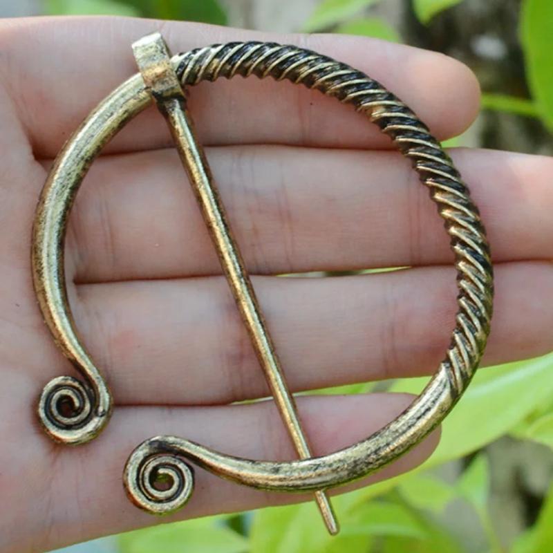 Ancient Bronze Silver Color Pin Belt Nordic Buckles Brooch Buckle Cloak Cloak Button Medieval Viking Jewelry Gift for Men