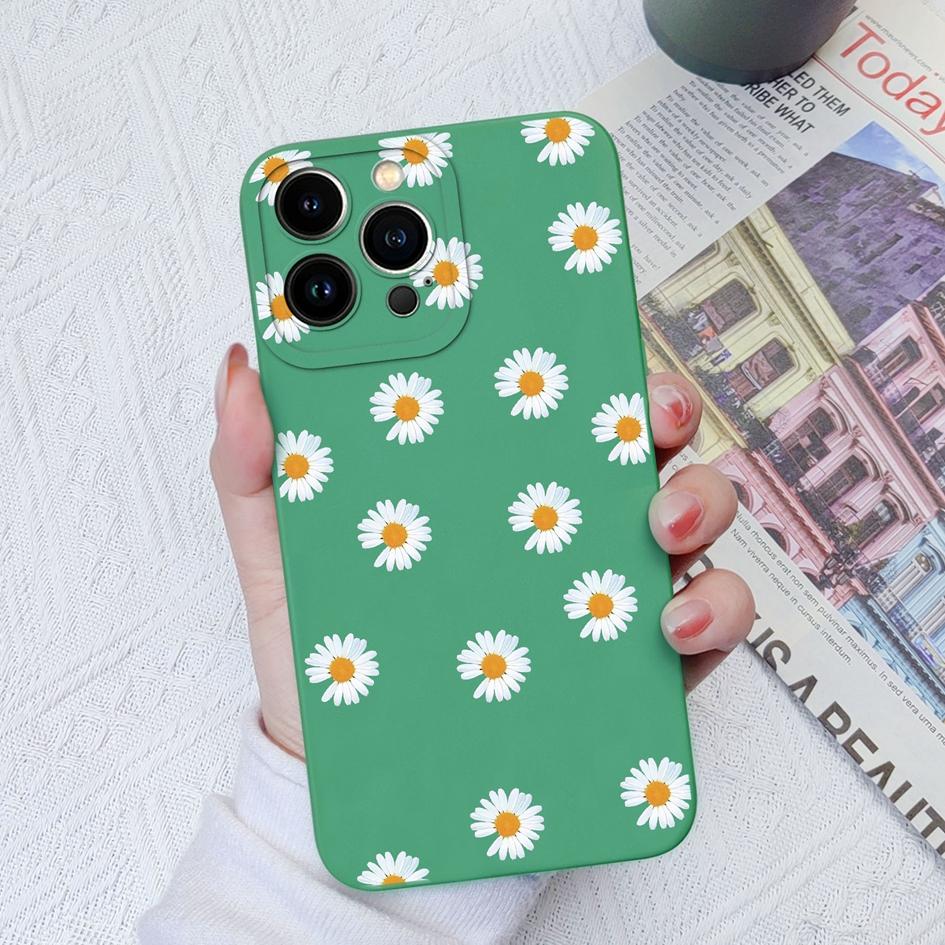For Apple iPhone 6 7 8 11 12 13 14 15 Pro Max X XS XR SE Phone Case Liquid Soft Silicone Shockproof Cover Sunflower Butterfly For iPhone Shell Bumper