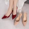 Fashion Baotou Slippers Summer New Pointed Toe Shallow Mouth Metal Buckle Non-slip Wear-resistant Stiletto High Heels