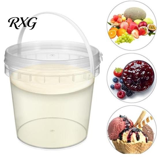 Food Grade Plastic Tubs 2PCS Round Buckets, with Lid And Handle Disposable Containers, Rice Flour Containers Stackable Food-grade Storage Pails,