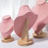 1pc Wooden Mannequin Bust Necklace Display Stand Portrait Model Neck Pendant Jewellery Storage Rack Holder Window Showcase Props