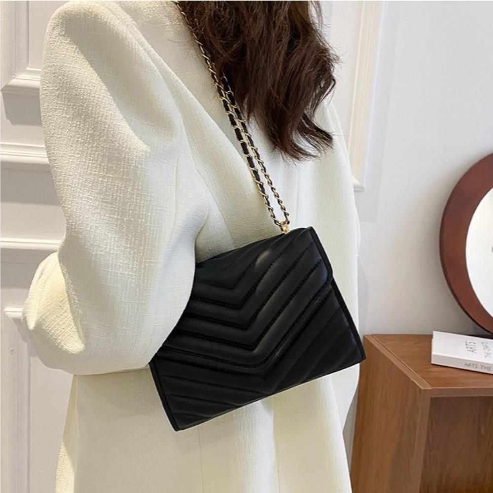Women's Fashionable Casual High-end Texture Solid Color Simple and Generous Daily Commuting Versatile Chain Shoulder Bag