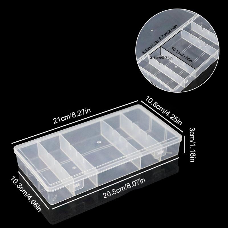 1Pc 5-Compartment Plastic Storage Box Practical Toolbox Transparent Pp Box Jewelry Box Display And Storage Container