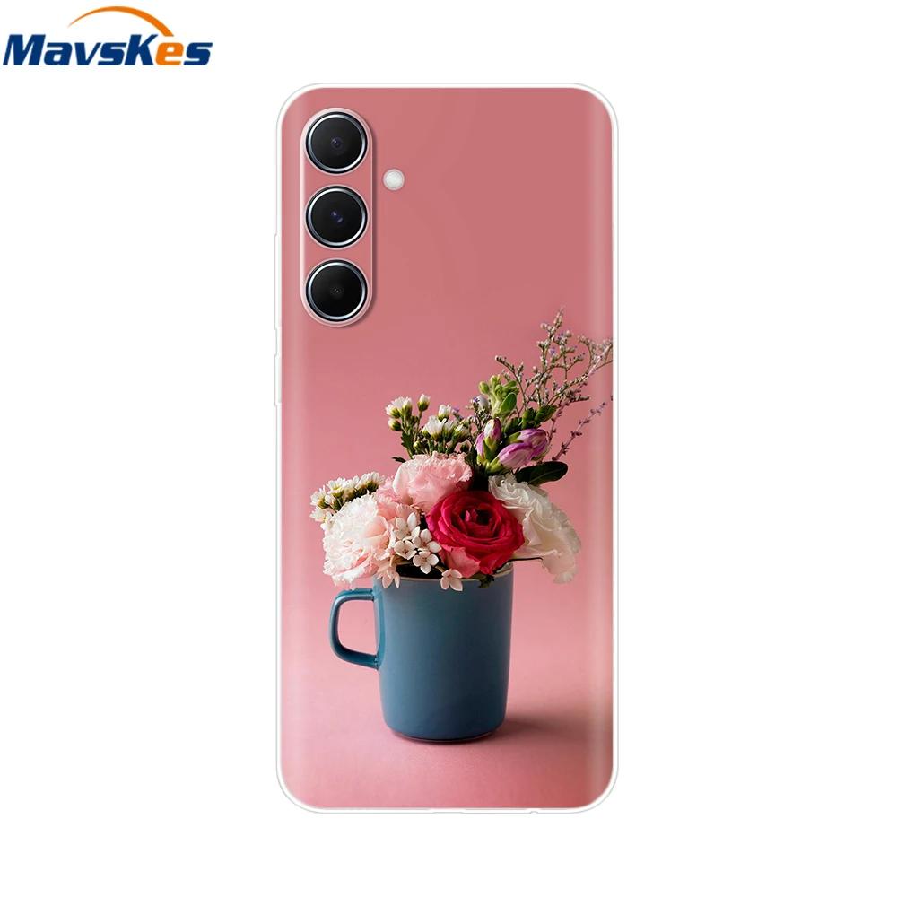 For Samsung Galaxy M35 M55 Case Cute Flower Soft Silicone Back Cover for Coque Samsung M 55 M 35 5G Phone Cover Fundas Shells