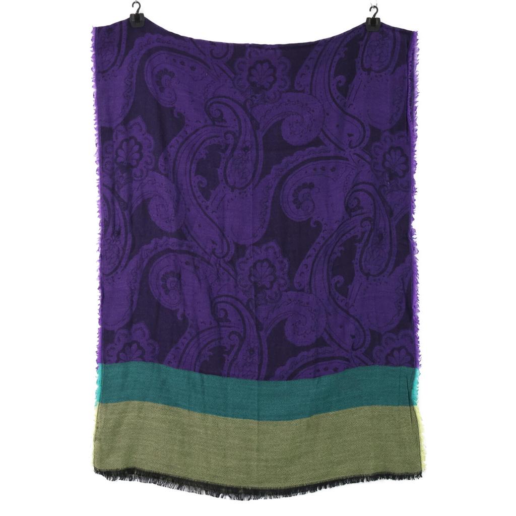 ETRO [Good Condition] Paisley Silk Blend Large Size stole Purple x greenUsed