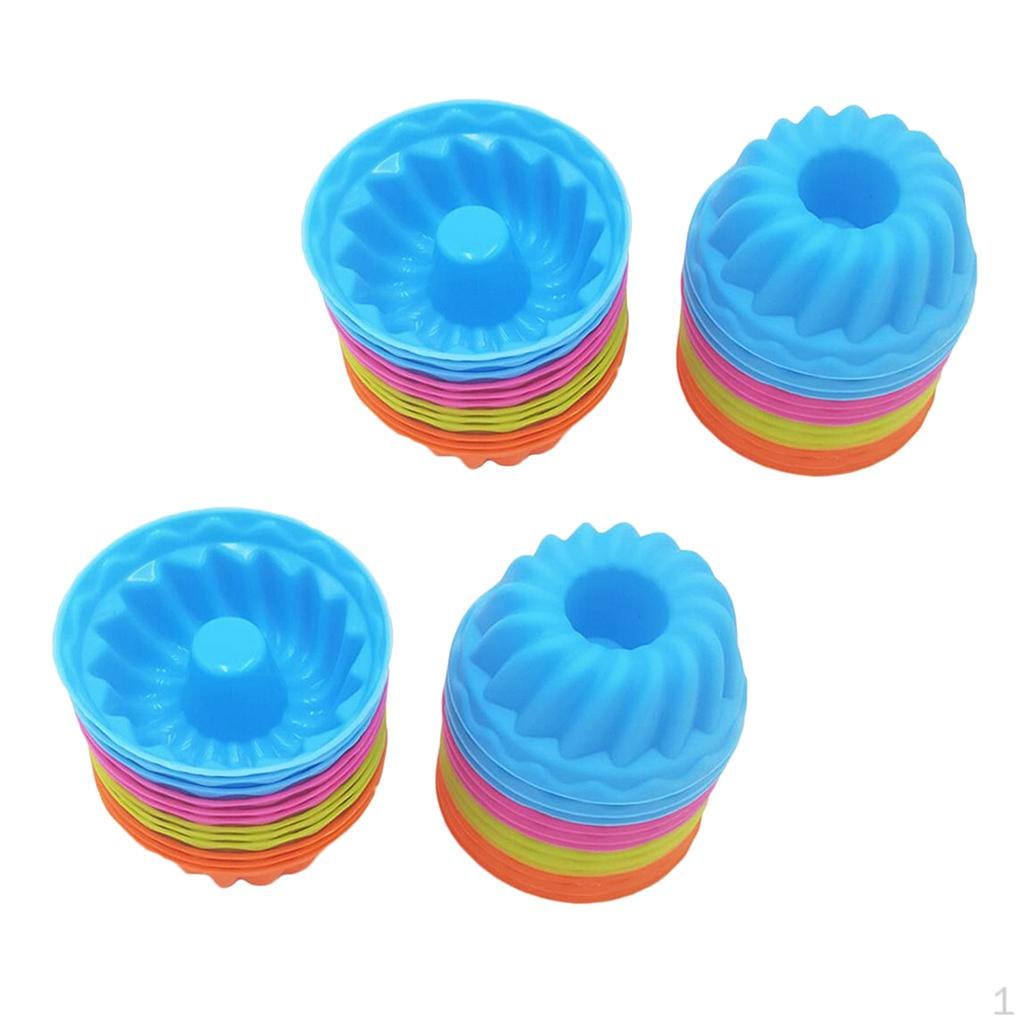 

24 шт. Силиконовая форма для выпечки кексов, маффинов, желе, многоцветная, 6,5x3 см