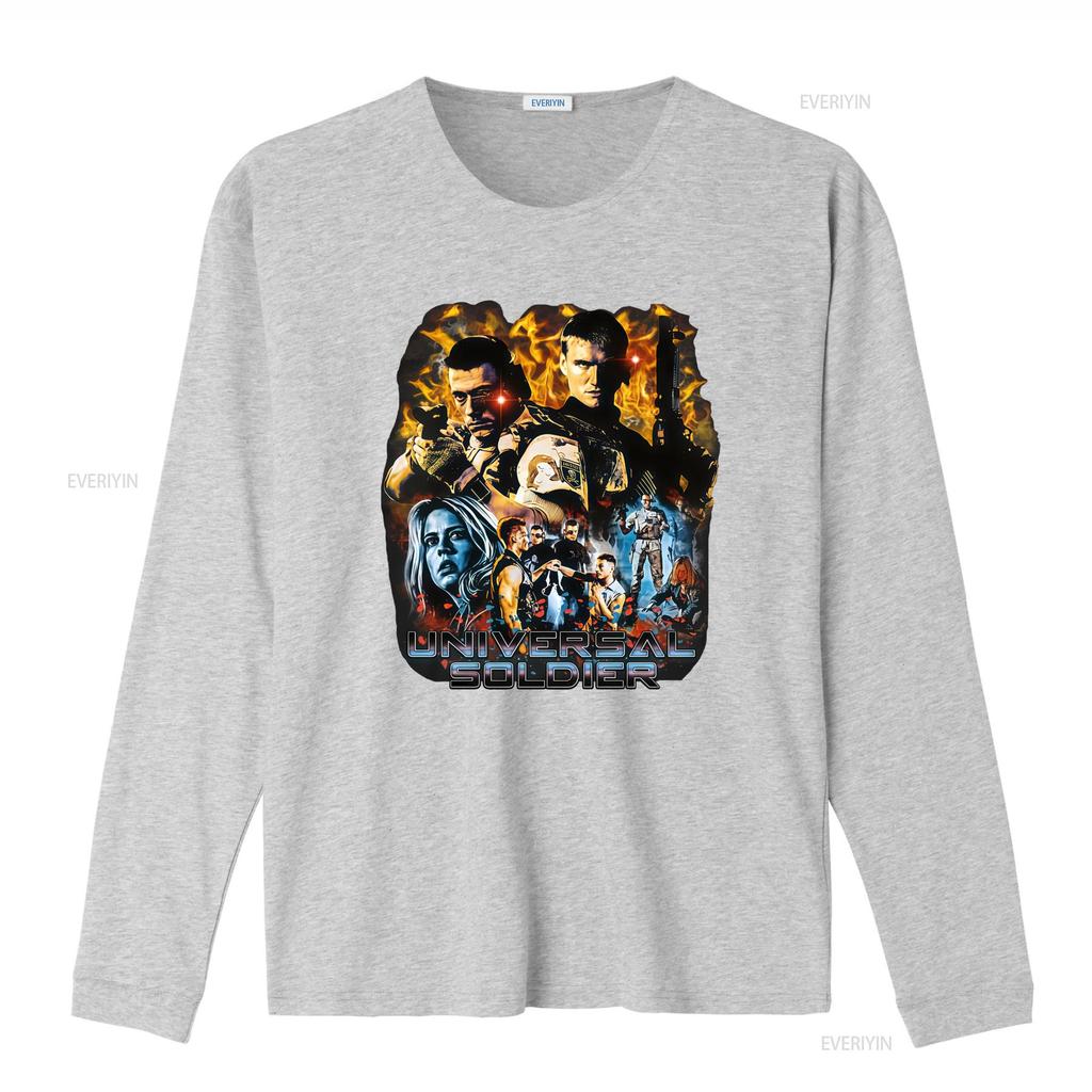Universal Soldier Movie Character Print T Shirt for Men Action Packed Design Vintage Washed Homme Stretched Breathable Graphic