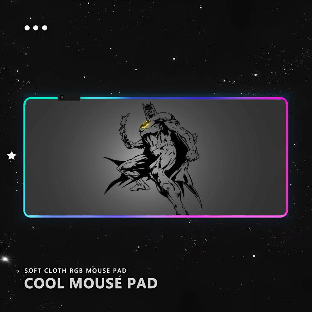 B-Batman A-Arkham Knight Mouse Pad RGB Pc Gamer Keyboard LED Glowing mause pad Mats Rubber Cute Cartoon Gaming Computer csgo lo