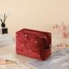 Cosmetic Bag Travel Toiletry Bag Spacious Capacity Velvet Exterior Star Pattern Lipstick Eye Shadow Portable Organizer
