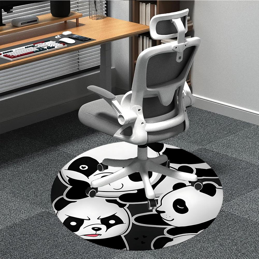 1pc Panda Family Office Round Area Rug, Indoor Mat Suitable For Office, Under Office Chairs Bedroom Living Room Home Decor, Room Deco